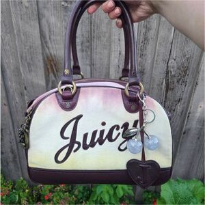 Juicy Couture Y2K Pink/Yellow Ombre Velour Bowler Vintage Dog Carrier Bag